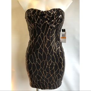 As U Wish Black Gold Sequin Dress Small